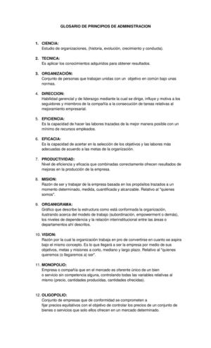 GLOSARIO DE PRINCIPIOS DE ADMINISTRACION