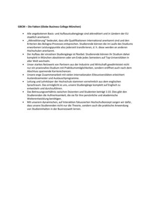 Globe Business College München - GBCM – Die Fakten