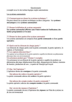 Les systèmes automatisés