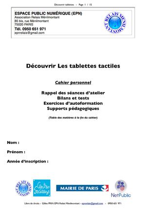 Cahier d'exercices Découvrir l'iPad et les tablettes tactiles