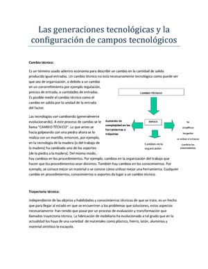 Generaciones tecnológicas y la configuración de los campos tecnologicos