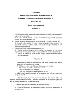 Donde están mis valores SENA. Cristian Martinez