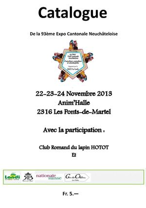 Catalogue de la 93ème Expo Cantonale Neuchâteloise d'aviculture, cuniculture et colombophilie