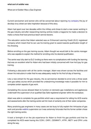 What sort of Soldier Was a Gas Engineer