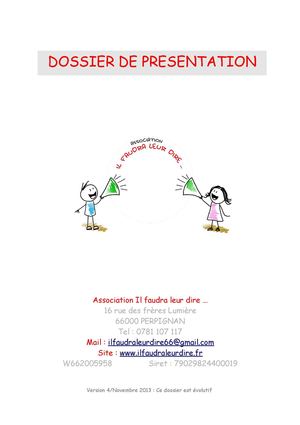 Dossier de présentation association "Il faudra leur dire ..." (version 4)