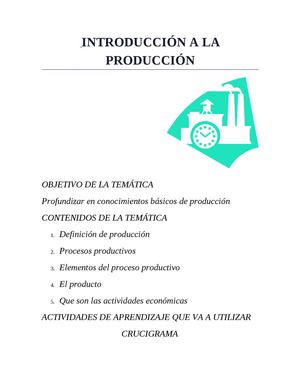 INTRODUCCIÓN A LOS SISTEMAS PRODUCTIVOS