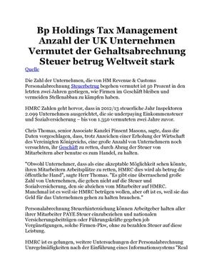 Bp Holdings Tax Management Anzahl der UK Unternehmen Vermutet der Gehaltsabrechnung Steuer betrug Weltweit stark