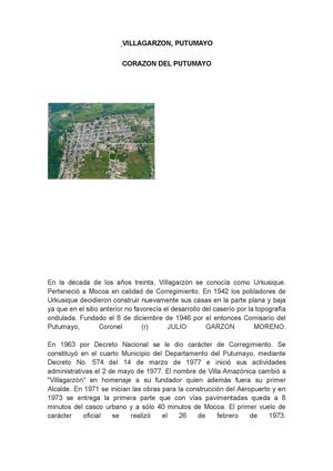 VILLAGARZON PUTUMAYO, CORAZON DEL PUTUMAYO