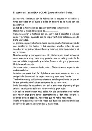 Cuento sistema solar