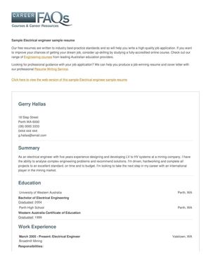 Electrical Engineer Resume