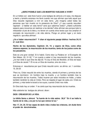 SERÁ POSIBLE QUE LOS MUERTOS VUELVAN A VIVIR