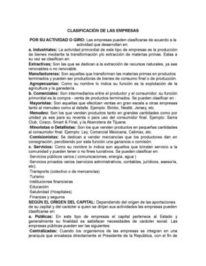 Clasificacion de las empresas