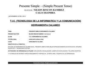 SIMPLE PRESENT TENSE  -  HERRAMIENTAS CALAMEO