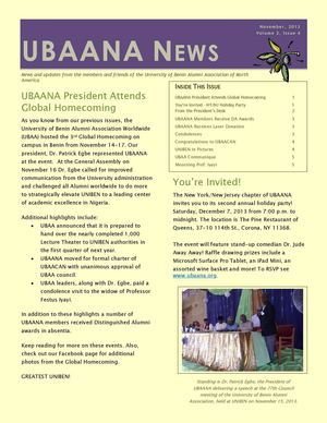 UBAANA Newsletter - November 2013