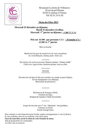 Réveillon de la Saint Sylvestre proposé par La Ferme de Villeneuve