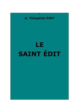 Le Saint Édit. Traduction d'A. Théophile Piry