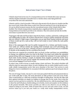 Book an honest Airport Taxi in Orlando