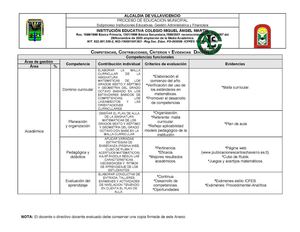 COMPETENCIAS, CRITERIOS Y EVIDENCIAS 2013