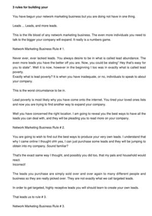 3 Rules for Building Your Network Marketing Business Online 