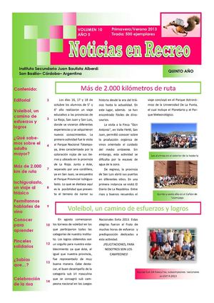 Noticias en recreo - Periódico escolar 2° edición 2013