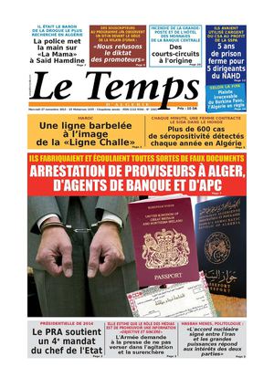 Le Temps d'Algérie Edtion du Mercredi 27 Novembre 2013
