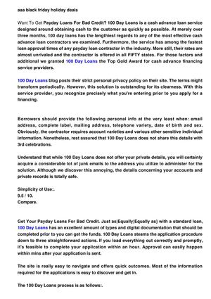 AAA Black Friday Holiday Deals Competitive Fast Payday Loans For Bad Credit 100 Day Loans Review