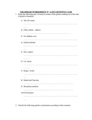 GRAMMAR WORKSHEET ON GENITIVE CASE