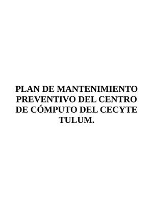 Plan De Mantenimiento Preventivo