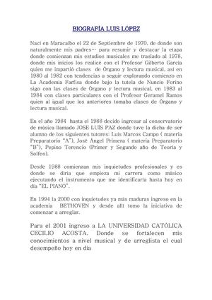 Resumen Biográfico de LUIS LOPEZ