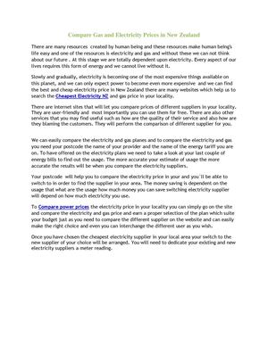 Compare Gas and Electricity Prices in New Zealand