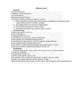 Шаблон отчета по проекту