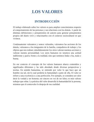 Valores - Introduccion