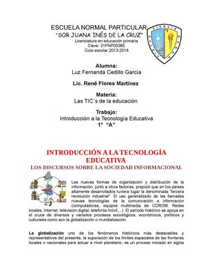INTRODUCCIÓN A LA TECNOLOGÍA EDUCATIVA