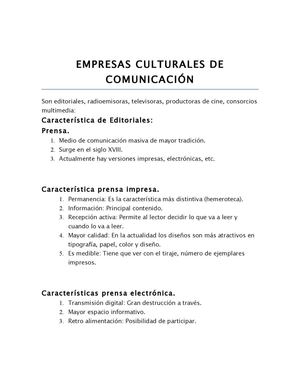 EMPRESAS CULTURALES DE COMUNICACIÓN