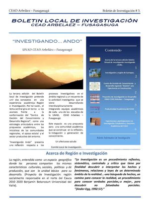 Boletín Local de Investigación CEAD Arbelaez