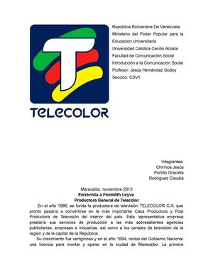 Entrevista al canal de television, telecolor.