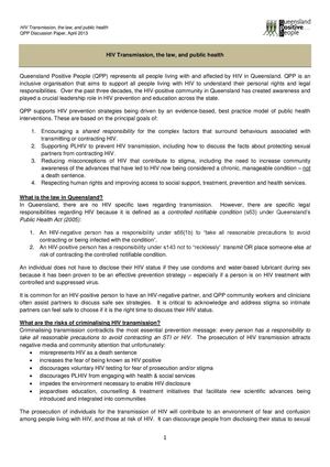 HIV Disclosure and the Law