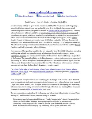Saudi Arabia Job Market – 2014 - www.arabworldcareers.com
