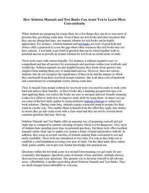 How Solution Manuals and Test Banks Can Assist You to Learn More Convenidently