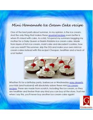 Mini Homemade Ice Cream Cake Recipe