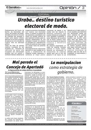 Editorial y opinión Edición 12 Periódico El Semáforo
