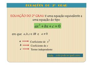 Resumo Equações do 2.º Grau