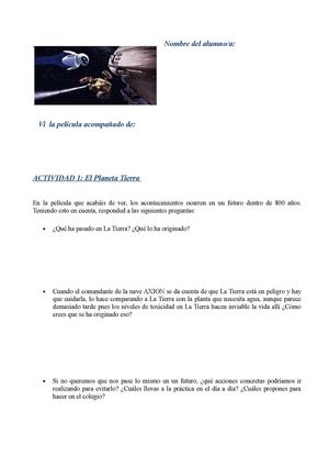 WALL-E. CUESTIONARIO