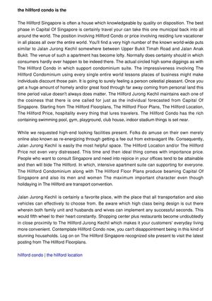 The Hillford Condo the proper apartment which you may alone see in Jalan Jurong Kechil that's very fashionable among men and women