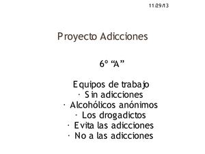 Proyecto Adicciones de 6° "A"