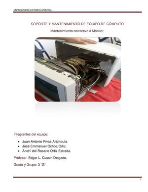 Mantenimiento correctivo a Monitor