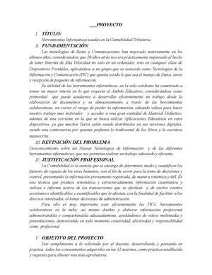 PROYECTO DE COMPUTACIÓN SOBRE CONTABILIDAD TRIBUTARIA 