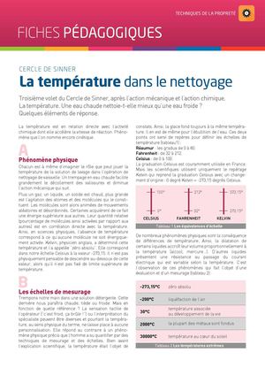 FICHE TECHNIQUE - LA TEMPERATURE DANS LE NETTOYAGE