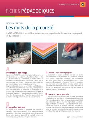 FICHE TECHNIQUE - LES MOTS DE LA PROPRETE