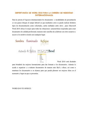 IMPORTANCIA DEL WOR 2013 PARA LA CARRERA DE NEGOCIOS INTERNACIONALES